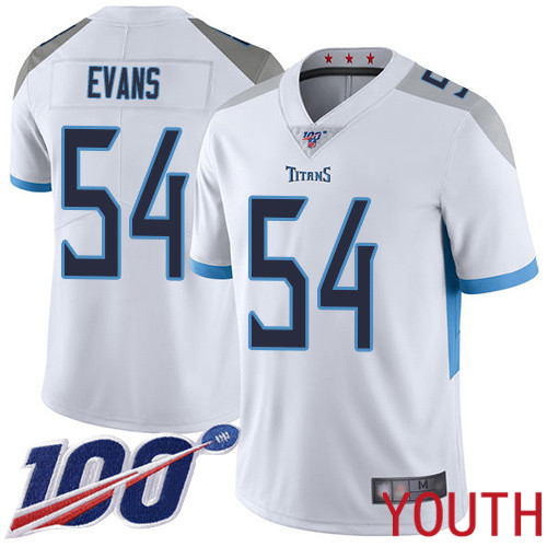Tennessee Titans Limited White Youth Rashaan Evans Road Jersey NFL Football #54 100th Season Vapor Untouchable->tennessee titans->NFL Jersey